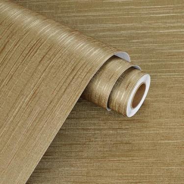 Imagem de WESTICK Papel de parede de pano de grama texturizado dourado marrom tecido de vinil removível papel de contato dourado autoadesivo pano de grama sintético papel de parede para armários de quarto