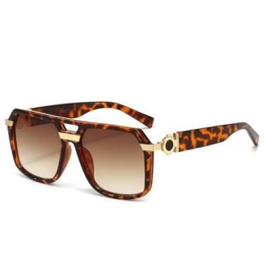 Imagem de Óculos de sol grandes para mulheres e homens, armação grande, UV400 (chá de leopardo)