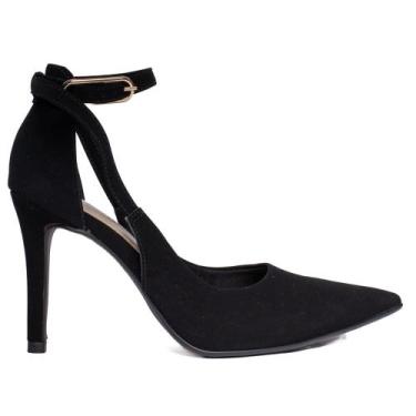 Imagem de Scarpin Feminino Bebecê Nobuck Salto Fino Elegante Preto, Preto, 38