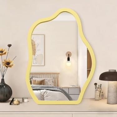 Imagem de Espelho de mesa de mesa com moldura de madeira, 35,5 cm C x 25,4 cm L, portátil, de alta definição, exclusivo para bancada, penteadeira, sala de estar, quarto, mesa, banheiro