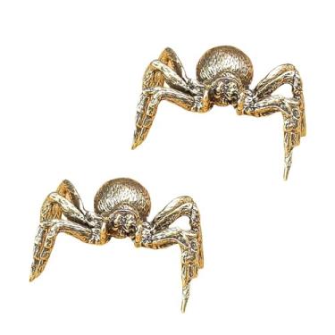 Imagem de LFWATAXY 2 peças de mini estátua de aranha de latão pequena estátua de metal ornamento de metal estatueta de animal latão decoração de mesa para mesa, cômoda, suporte de TV, móveis de carro pequenos