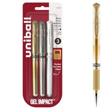 Imagem de Caneta de gel uniball Impact Bold Stick, Bold 1 mm, sortidas Marvelous Metallics Ink and Barrel Colors, pacote com 3