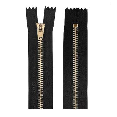 Imagem de Zíper de Metal Dourado 12cm Para Calça Jeans e Afins - Kit Com 10 Unidades (PRETO)