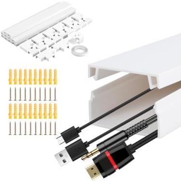 Imagem de Escondedor de cabos de 10 peças, kit de cobertura de cabo de 398 cm, ocultadores de fios brancos de PVC, corretivo de cabo retardador de chamas com fita dupla face, kit de gerenciamento de cabos