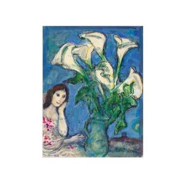 Imagem de Flores Pintura em tela Famosa Pintura Reprodução-Quadros para sala de estar-Flores com mulher-Pôster e impressões 60x80cm Sem Moldura