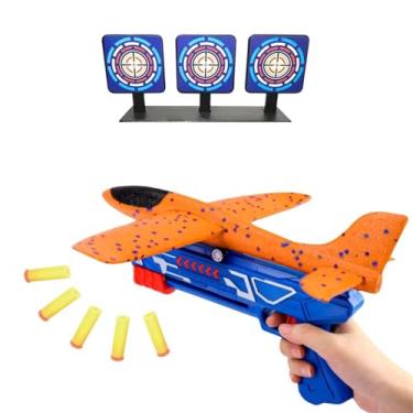 Imagem de Lançador Avião Pistola Brinquedo Planador Infantil Tiro ao Alvo Divertido Atira Dardos