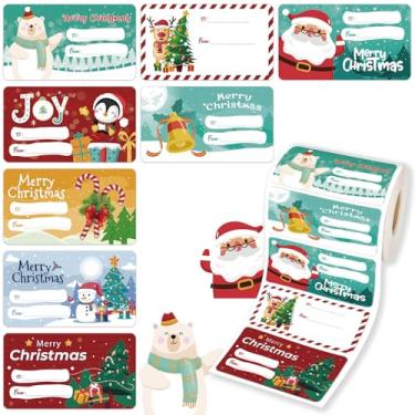 Imagem de CAKKVDE 500 peças de etiquetas de presente de Natal, adesivos de Papai Noel, autoadesivos, desenho animado, Natal, festival, decoração de feriado (novo)