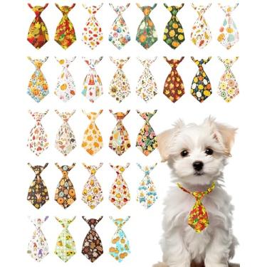 Imagem de PET SHOW Pacote com 30 gravatas de outono para cães, gatos, abóbora, folha de bordo, coleira ajustável, gravatas de pescoço para meninas, meninos, animais de estimação, fantasias de outono, acessórios