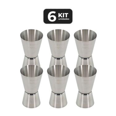 Imagem de Kit 6 Dosador Inox Duplo De Bebidas Medidor 50/25Ml