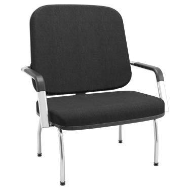 Imagem de Cadeira de Escritório Recepção com Braço Fixa Cromada Magno P03 Crepe Preto - Lyam Decor