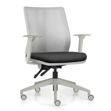 Imagem de Cadeira de Escritório Giratória Diretor Flow F02 Base Cinza Crepe Preto - Lyam Decor