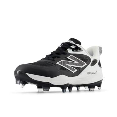 Imagem de New Balance Tênis de softbol feminino Fresh Foam Velo V4 moldado, Preto/branco, 10 Wide