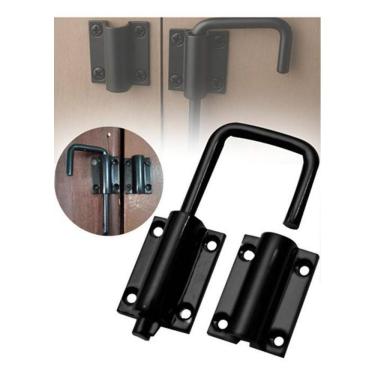 Imagem de Trinco Camarão 1Pç Preto Ferrolho Porta Sanfona Madeira