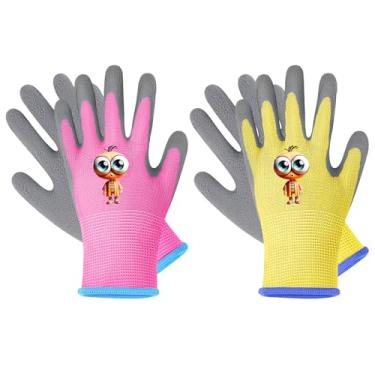 Imagem de LveSunny 2 pares de luvas de jardinagem infantis, luvas de trabalho para atividades ao ar livre (pequenas (idades 3-5))