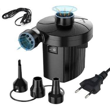 Imagem de Bomba de Ar Elétrica Portátil, 50W, Bivolt 110V/220V, 3 Bicos, Inflador e Desinflador com Adaptador 12V para Carro, Colchões e Infláveis