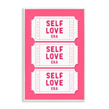 Imagem de Stupell Industries Self Love Era Tickets Arte giclée emoldurada branca, design por Lettered and Lined, 18 x 12