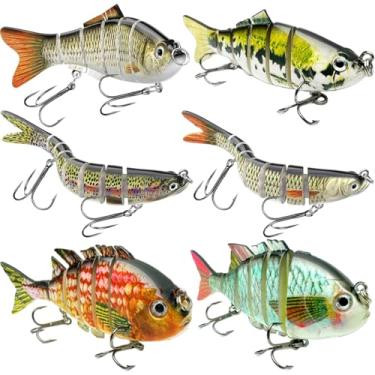 Imagem de NRVBaits Iscas de pesca para água doce e salgada 6 peças isca de natação articulada mais realista para robalo truta tipo crappie Walleye Pike, presentes incríveis para homens e família