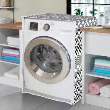 Imagem de Capa Maquina de Lavar Abertura Frontal Forrado com Ziper ZIG ZAG GG Compatível: LG Direct Drive: 4kg, 5kg, 8,5kg Electrolux Turbo Rápida 10kg Samsung Eco Bubble 4kg, 5kg 8,5kg