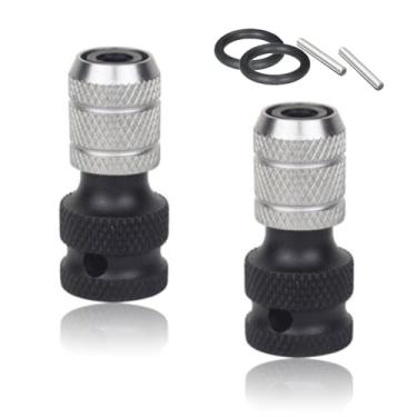 Imagem de 2 peças de adaptador de soquete fêmea sextavado de 1/5.1 cm para chave de impacto de aço crmo, mandril de troca rápida para chave de impacto/furadeira/catraca, ideal para reparos DIY e oficinas