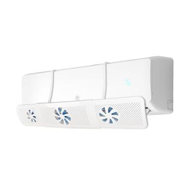 Imagem de Rellytech Defletor de ar condicionado – retrátil de 52 a 86 cm, distribuição de vento de 7 folhas, ajustável em 180°, material PP, instalação sem broca, adequado para a maioria das unidades internas