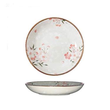 Imagem de Prato de serviço prato raso de cerâmica de 17 cm, prato de sobremesa Sakura redondo, prato de jantar elegante perfeito para casa, festa e pratos de catering de luxo (tamanho: 2 unidades)