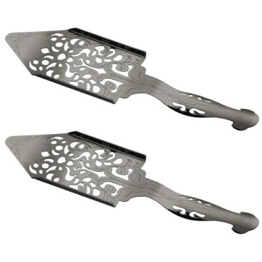 Imagem de 2 peças de colher de fonte de absinto de aço inoxidável, gotejador vintage de absinto, coador de vidro de bar, gotejador de açúcar quadrado vazado, filtro de malha de cubo de gelo, colher, coador de