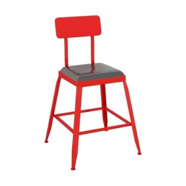 Imagem de Cadeira de bar pequena colorida de ferro quadrado mesa e cadeiras varanda bar leite chá loja bancos altos bancos de bar ajustáveis (vermelho)