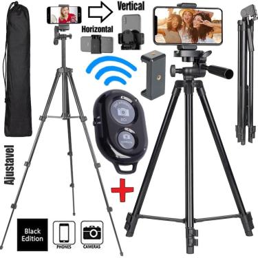 Imagem de Tripé Profissional Alumínio Câmera Suporte Celular Controle