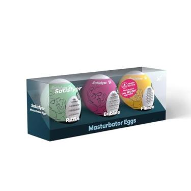 Imagem de Satisfyer Ovo Masturbador Pacote com 3 - Pressionador para Masturbação Masculina, Manga de Prazer Portátil, Super Elástica, Sem Necessidade de Lubrificante, Descartável (Cascata, Bolha, Feroz)
