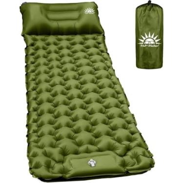 Imagem de Colchão Inflável para Camping 198x67cm，Leve e Confortável, Inclui Bomba e Bolsa de Transporte (Verde)