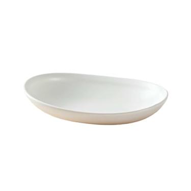 Imagem de Prato doméstico de cerâmica japonesa oval prato de salada de sobremesa ocidental branco fosco
