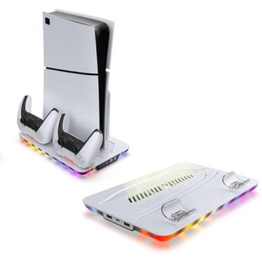 Imagem de Suporte Multifuncional Base Cooler Carregador de Controle para Ps5 Fat Slim Pro