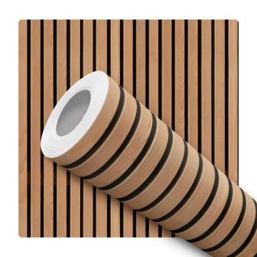 Imagem de Papel De Parede Adesivo Lavável Cozinha Ripas Madeira Clara  - Deliqua