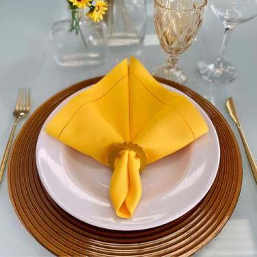 Imagem de Kit Guardanapo De Tecido Para Mesa Posta Ponto Ajour (12, Amarelo)