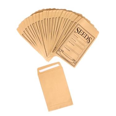 Imagem de 50 envelopes de sementes, envelopes de sementes resseláveis de 13 x 7 cm, pacotes de papel marrom, envelope autoadesivo para armazenamento de sementes de vegetais e flores