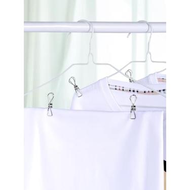 Imagem de Pacote com 10 alfinetes de roupas de aço inoxidável, prendedores de roupa de arame resistente para pendurar roupas, mini clipes de metal para uso ao ar livre, clipes para salgadinhos de alimentos