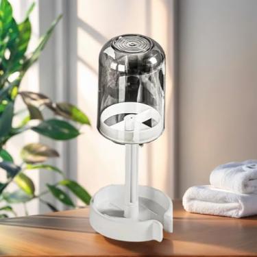 Imagem de Conjunto de armazenamento de escova de dentes e pasta de dente à prova de poeira, organizador de copos de enxaguante bucal de plástico com base lavável (cinza)