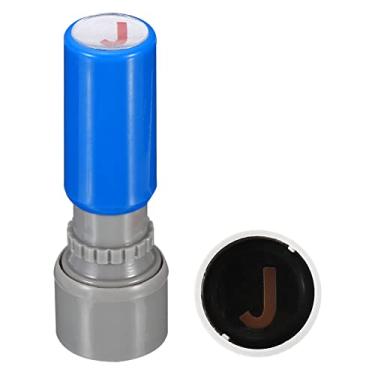 Imagem de Carimbos de letras, autotinta, personagem J, 7 mm, alfabeto, professor, carimbo inicial, mini carimbo de tinta para caderno de aula, scrapbooking, artesanato faça você mesmo, concha azul