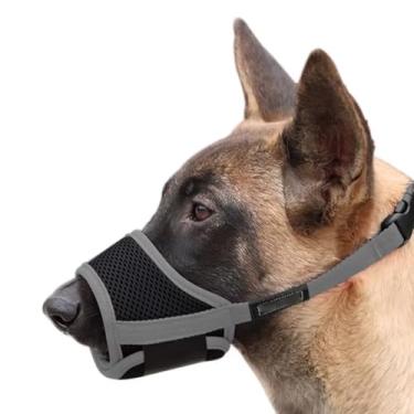 Imagem de Focinheira de algodão cinza claro para cães - Prevenção de mastigação macia para cães médios