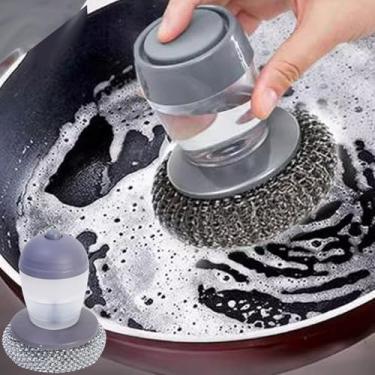 Imagem de 1 escova de panela de recarga automática de líquido para uso doméstico, ferramenta de acessórios de limpeza (11 x 10 x 8 cm)