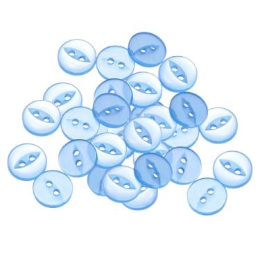 Imagem de Generic 20 botões de costura redondos azul celeste 18L 11,5 mm 15/81.3 cm resina 2 furos olho de peixe botão de substituição para artesanato, calças, saia, roupas, botões de fixação