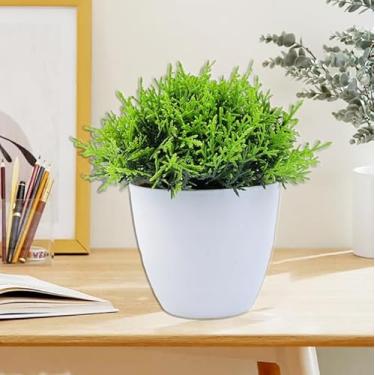 Imagem de Bonsai artificial, planta artificial em vaso, pequena árvore, grama, ornamento, plantas falsas, ambientes internos, decoração de sala de estar, banheiro (estilo1, 13 x 13 cm)