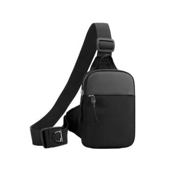 Imagem de Bolsa tiracolo mini bolsa de peito com bolso duplo resistente à água, suporte de telefone de corrida para homens e mulheres, Pequeno preto, Small, Mini bolsa transversal – bolsa de cintura impermeável