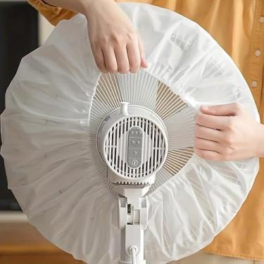 Imagem de 1 capa contra poeira para ventilador elétrico para todas as estações, modelo universal para casa e escritório, fácil de usar, proteção contra poeira, branca