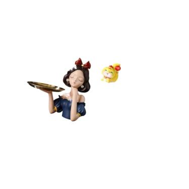 Imagem de Fenteer Estátua de Resina de Princesa Cobra Porta-chaves Bandeja Arte Moderna Enfeite de Mesa Multiuso Armazenamento de Doces Mesa Peça Central Prateleira Esc