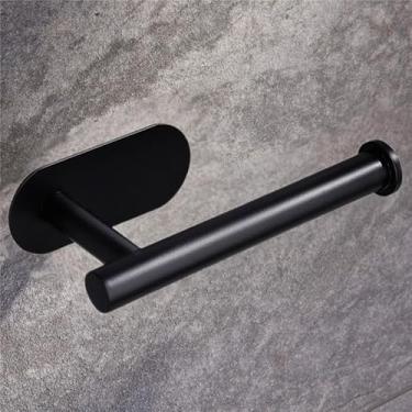 Imagem de Porta Papel Higiênico/Toalhas de Papel Autoadesivo Duro Aço Inoxidável para Banheiro Cozinha(CURTO PRETO)