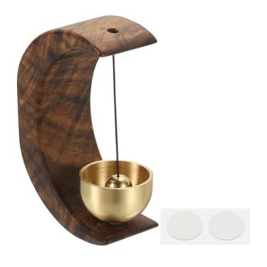 Imagem de PATIKIL 1 conjunto de sino de lojista, campainha de madeira para pendurar campainha de porta autoadesiva para abrir porta negócios ao entrar no carro da geladeira, marrom, lua