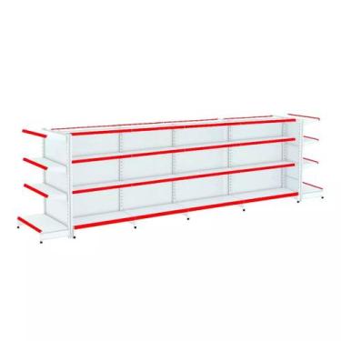 Imagem de Gondola Centro 137 Fit Ate 4 Metros 2 Ponta Branco 40b Pe Vermelho - A