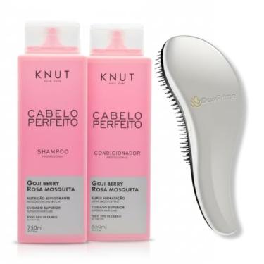 Imagem de Kit Knut Cabelo Perfeito 1.3L Profissional Shampoo + Condicionador + Escova Mágica DewPrime