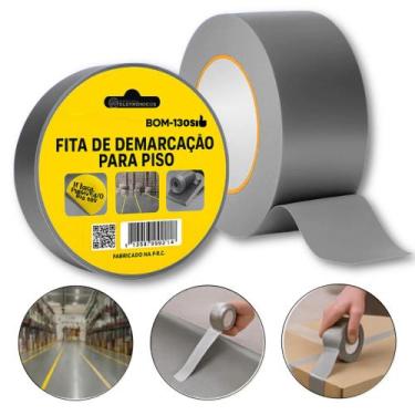 Imagem de Fita de Demarcação 45mm x 5m Cinza Alta Aderência e Resistência BOM132